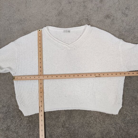 Gentle Fawn Women's Cropped Sweater Size L White Cotton Knit Oversized Stylish - Picture 8 of 10